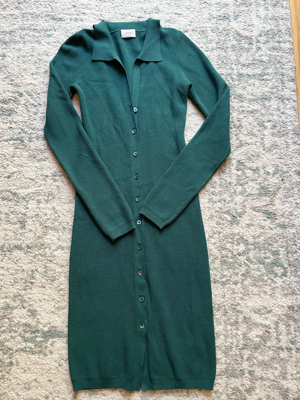 Aritzia Long Button-Front Women's Dress in Deep Teal